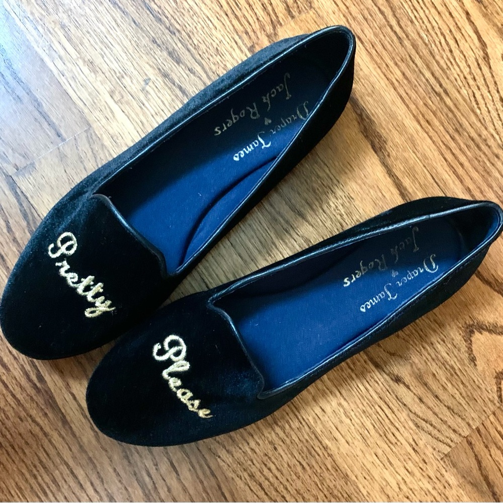 Jack Rogers for Draper James Black Velvet Loafers, Size 8